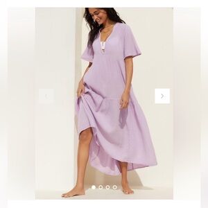 Anthropologie Celandine Maxi Dress in Lavender 100% Cotton Size Small